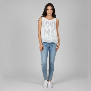 White Tank Top with Gray Print by Zara